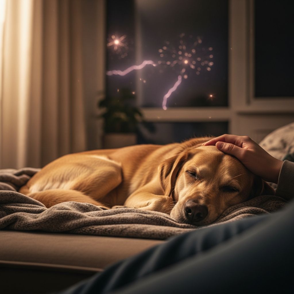 Calming Dogs During Fireworks and Storms Effective strategies and vet-approved treatments to ease your dog's fear of loud noises from fireworks and thunderstorms.